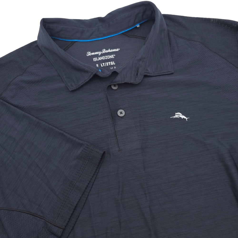 Tommy Bahama IslandZone Polo Shirt Mens 2LT Navy Blue Marl Short Sleeve Marlin